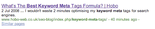 See the snippet? That's my meta description tag