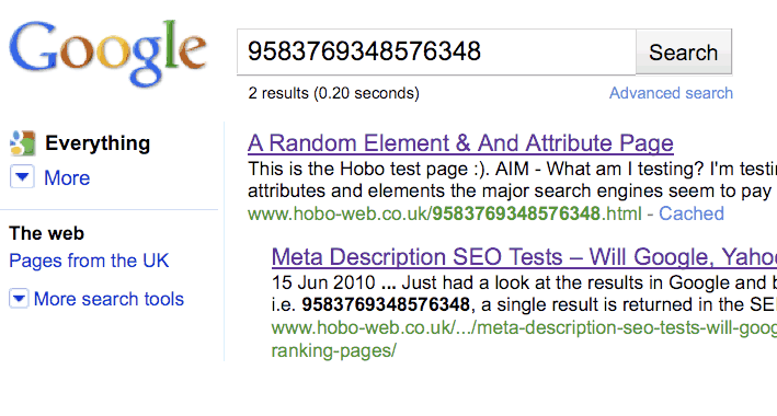 Picture 43 Keywords in the URL Test 2
