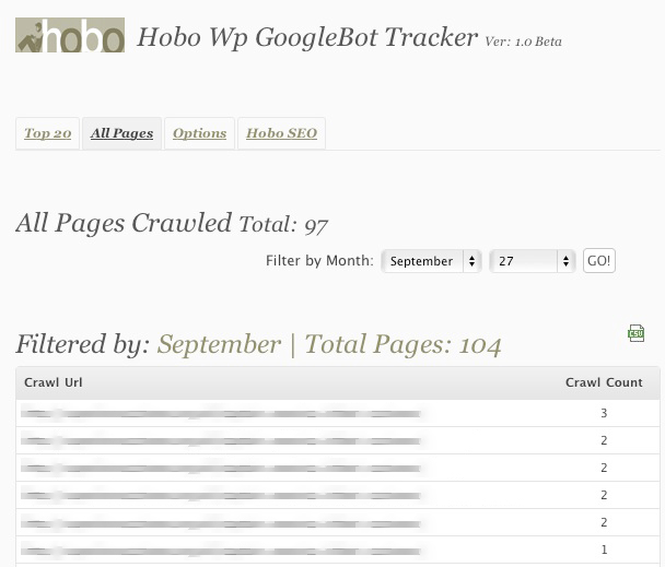 Hobo WP Googlebot Tracker Screenshot 1