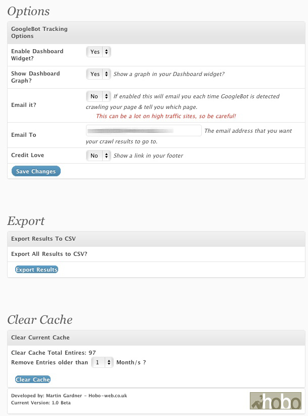 Hobo WP Googlebot Tracker Screenshot 2