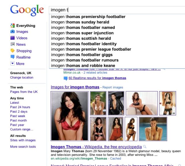 Imogen Thomas on Google Autocomplete Why Is Ryan Giggs & Imogen Thomas on Google Autocomplete?