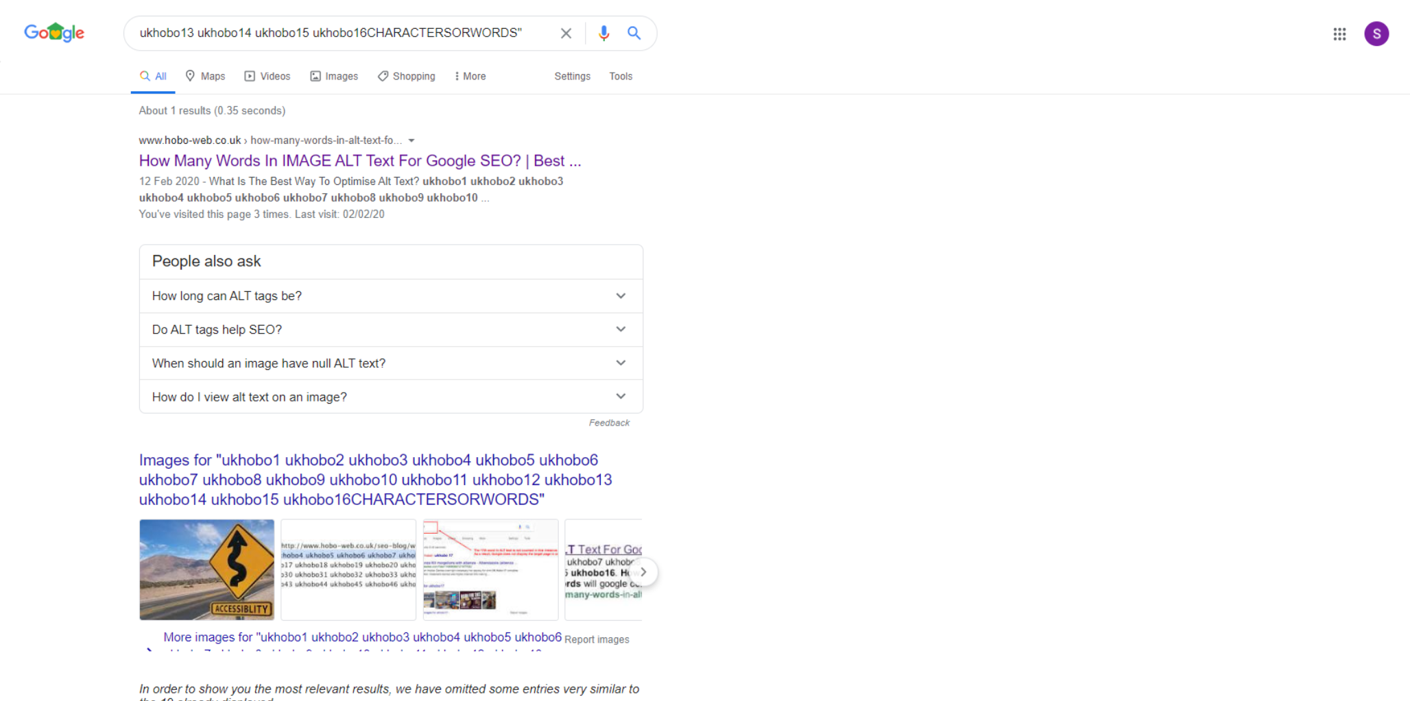 SERP VISUAL: Alt Text Test Results, 2020