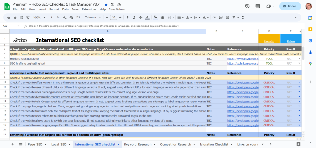 International SEO checklist for multi-regional and multilingual sites