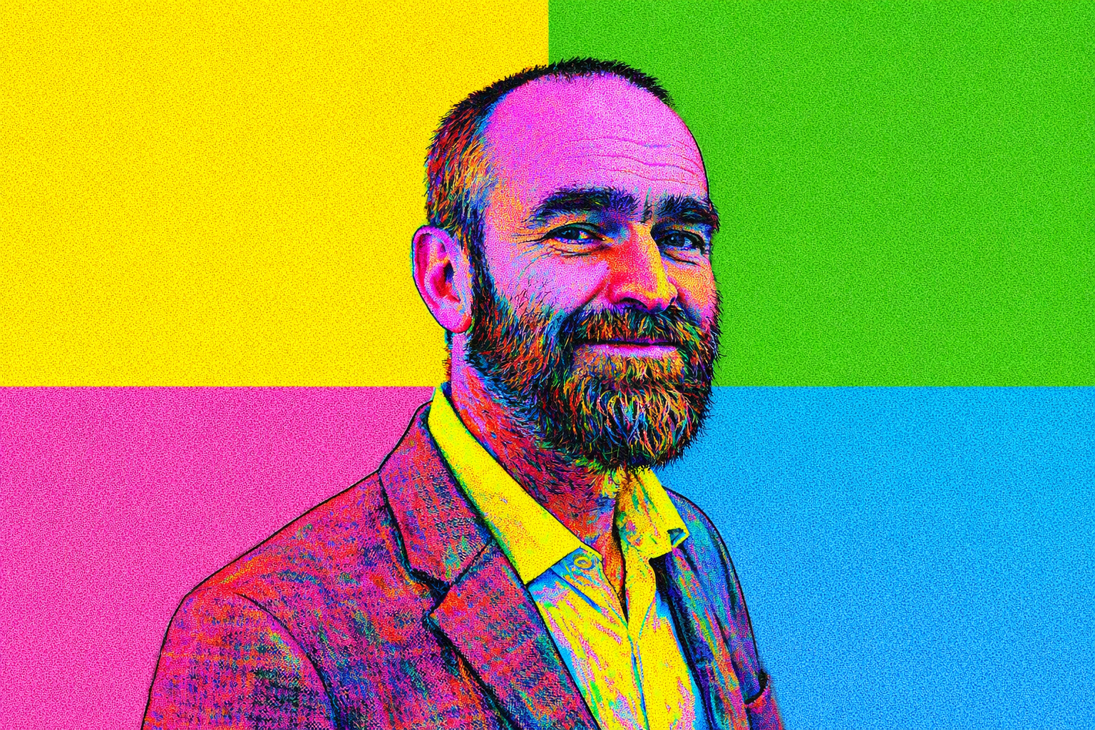 Portrait of Shaun Anderson AKA Hobo in Andy Warhol style