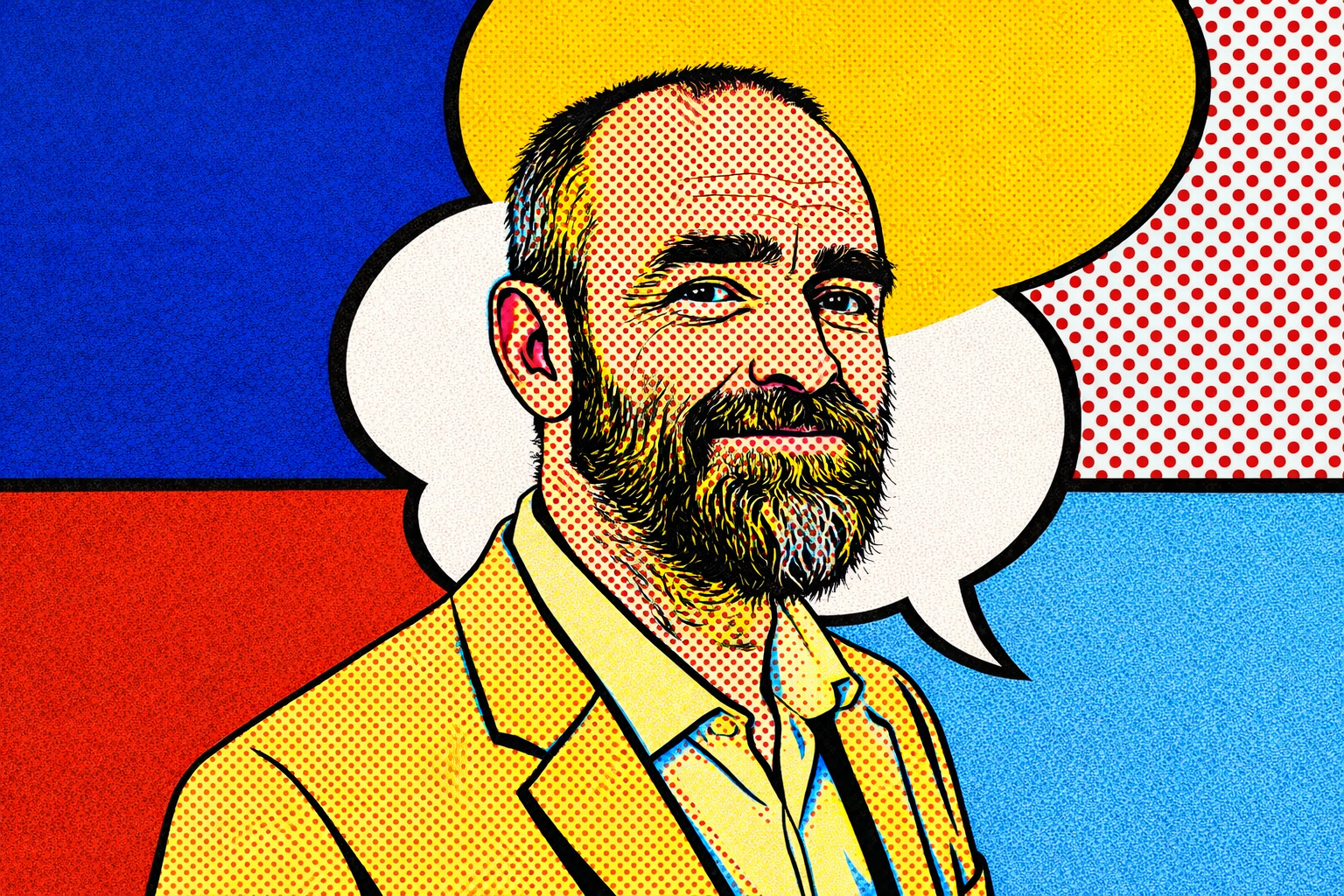 Portrait of Shaun Anderson AKA Hobo in Roy Lichtenstein style