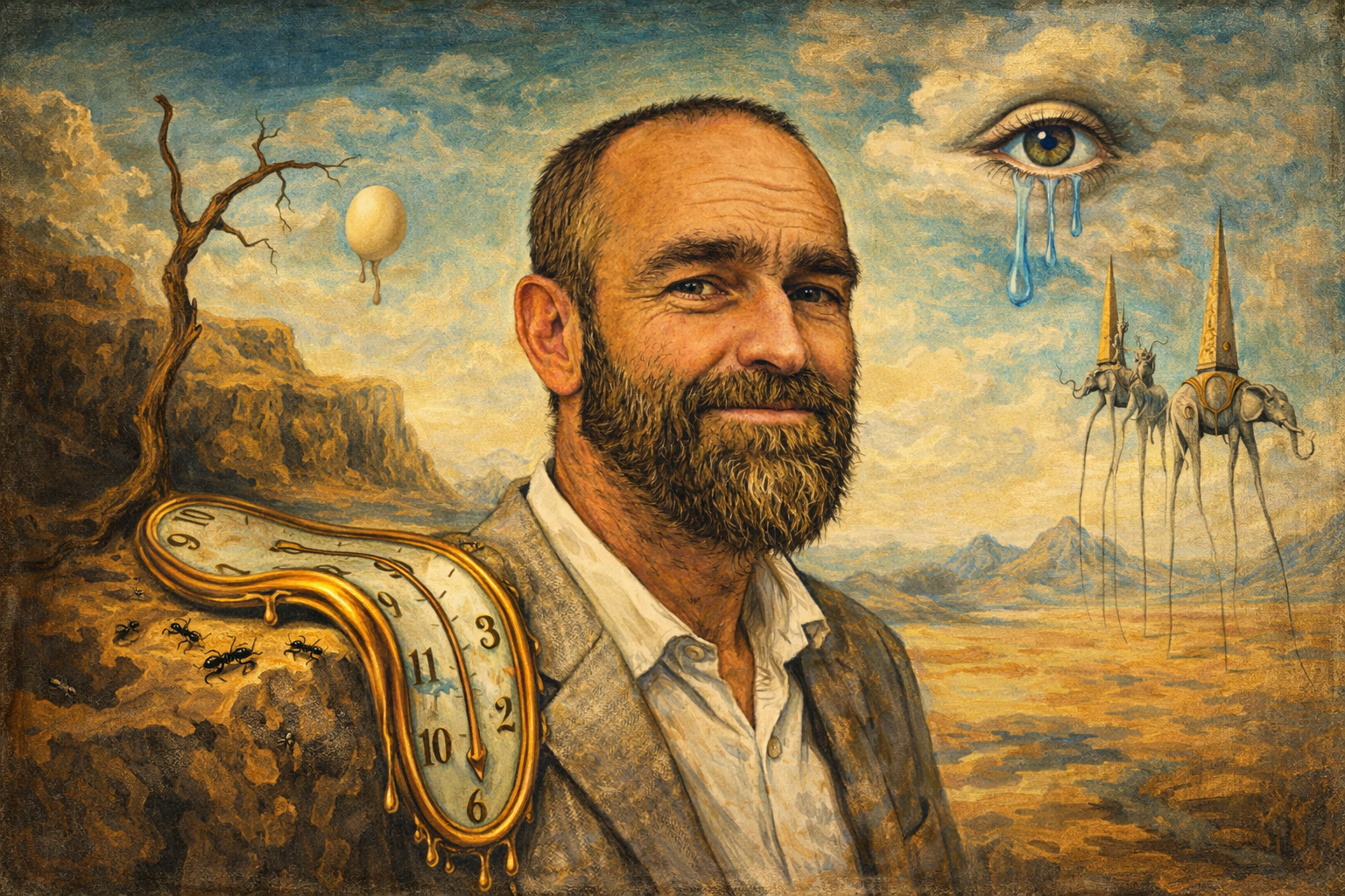 Portrait of Shaun Anderson AKA Hobo in Salvidor Dali style