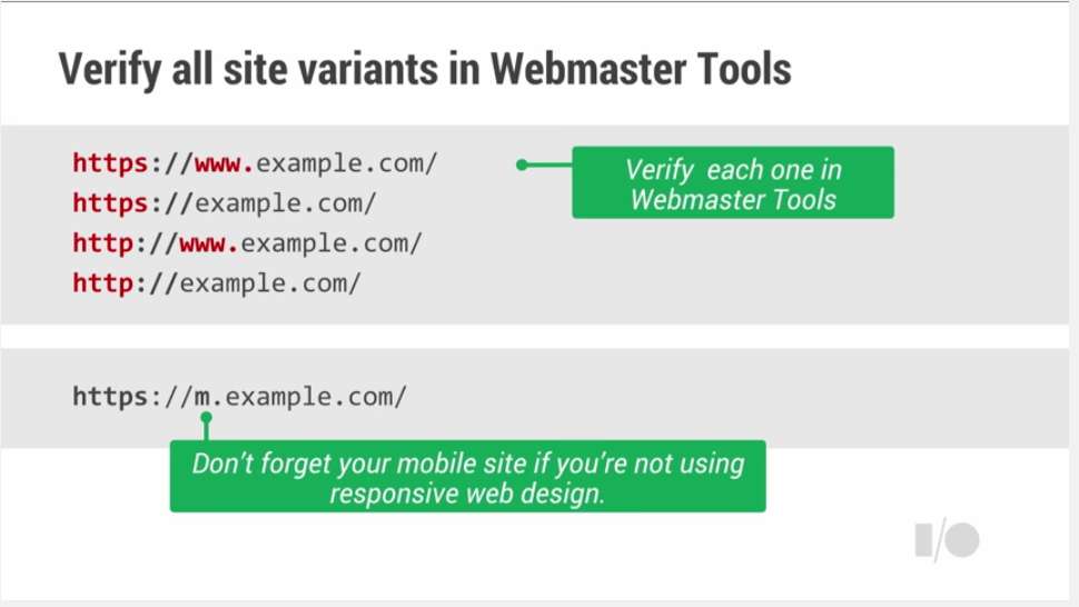 Verify 4 versions of your website in Webmaster Tools
