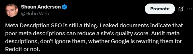 Meta Description SEO is still a thing.