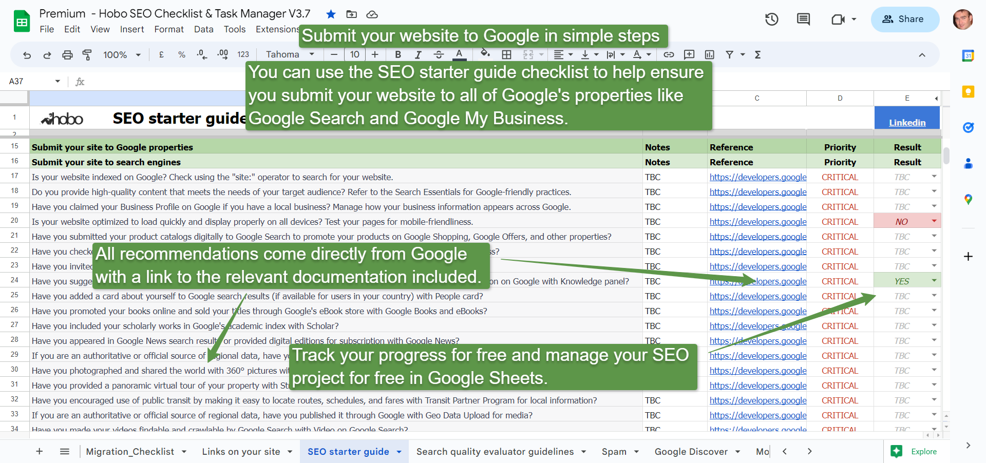 SEO starter guide checklist